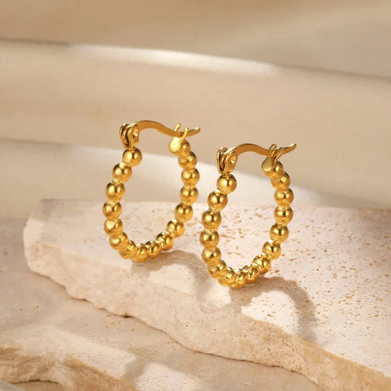 

Женские серьги-кольца из нержавеющей стали, золотого цвета