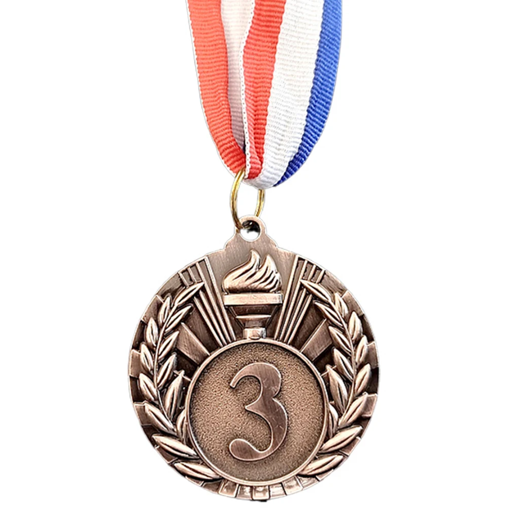 5cm Gold/Silver/Bronze Medal Award Medals with Neck Ribbon Metal Winner Medals Competition Medals for Marathon Ball Games