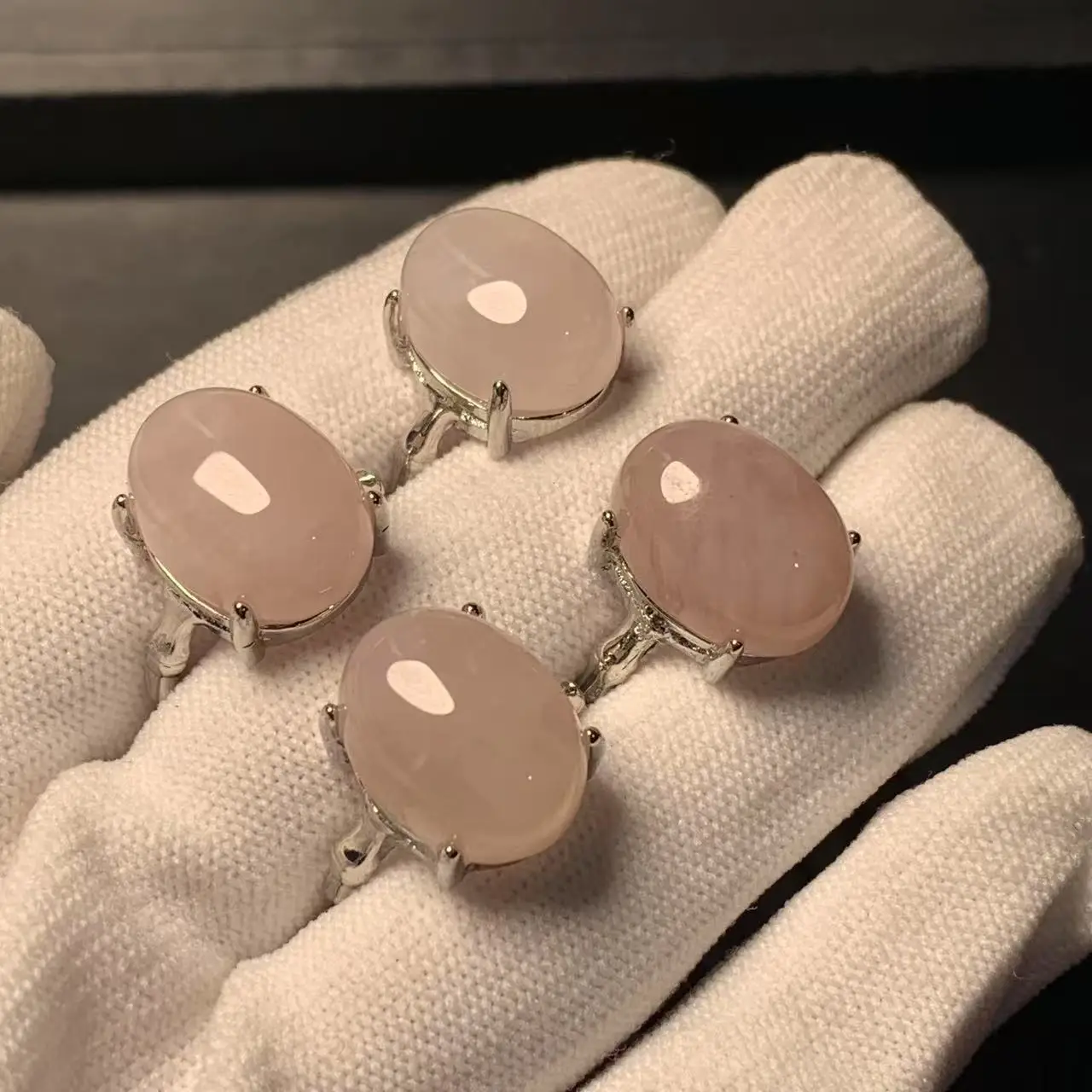 MM Natural Rose Quartz Ring Adjustable Female Ring Jewelry for Women Gift Wholesale High Quality Vintage Fine