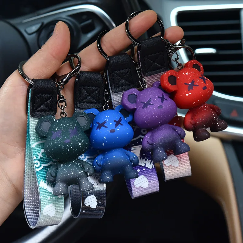

Creative Colorful Chameleon Bear Keychain Party Gift Cartoon Personality Book Bag Pendant Car Chain Men's and Women's Toy Gift