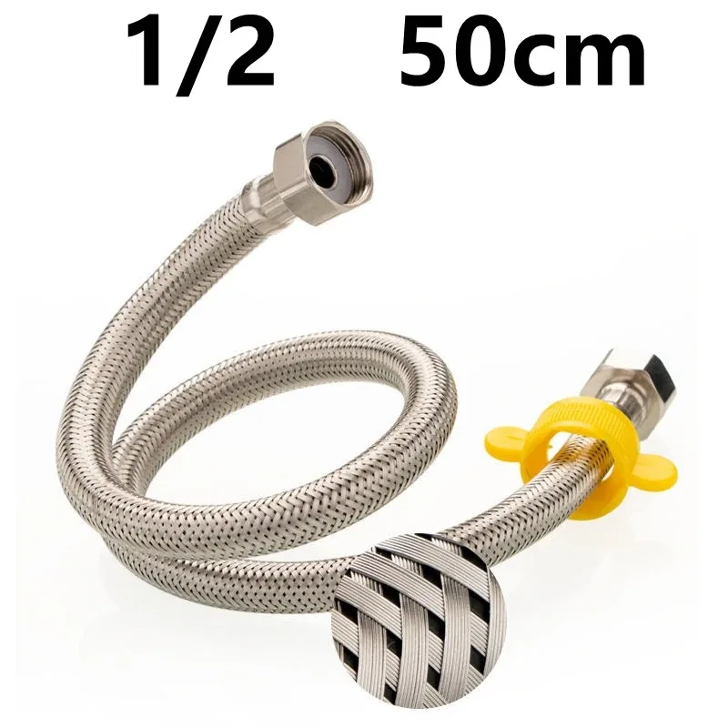 Water Pipe 304 Stainless Steel Faucet Braided 1/2 Inch Hot and Cold Water Faucet Inlet Hose Heater Flexible Connecting