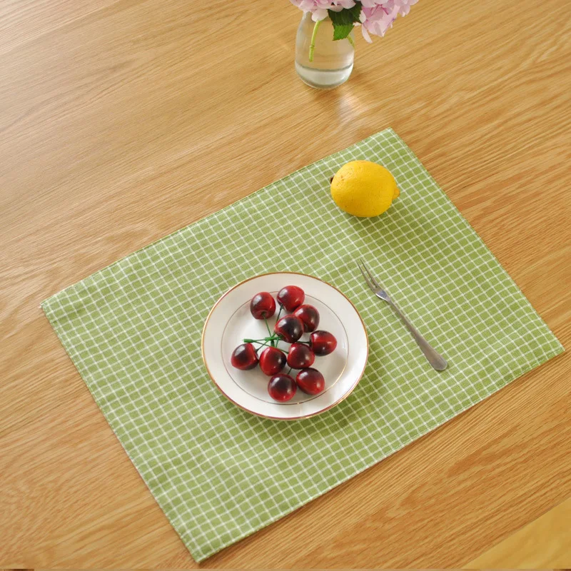 

Newest 40*30cm Simple Pastoral Style Mat Napkin Cotton Linen Dessert Table Napkins Tea Towels Kitchen Dishcloth Placemats