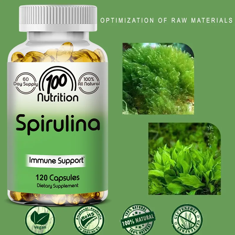 Organic Spirulina Capsules Dietary Supplement-Immune Support Antioxidant Anti-Aging