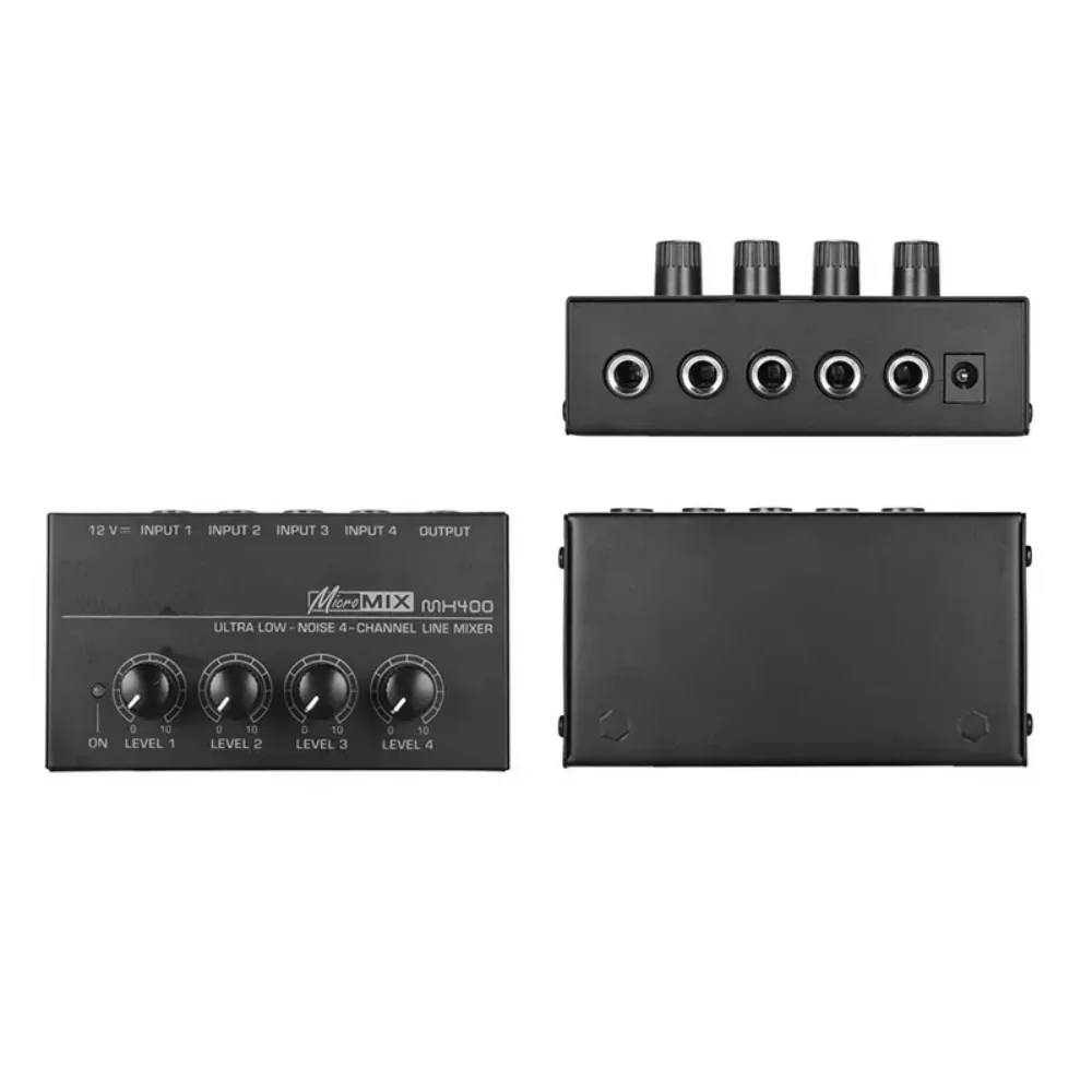 Audio Mixer LEUS MX400 4 Canales with Power Adapter Mono Low Noise