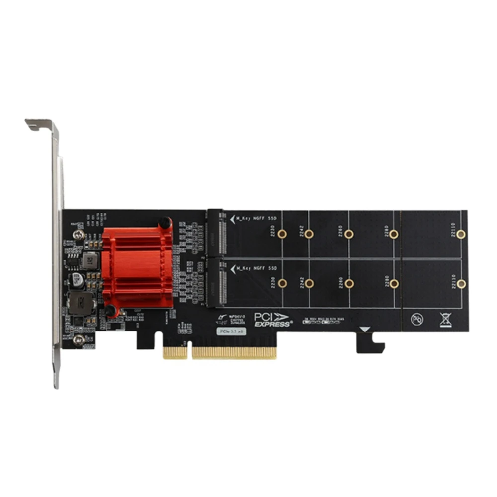 

PCIE3.1 X8 Dual M.2 Hard Disk Expansion Card ASM1812 Chip Supports NVME Protocol Full Speed Expansion Card