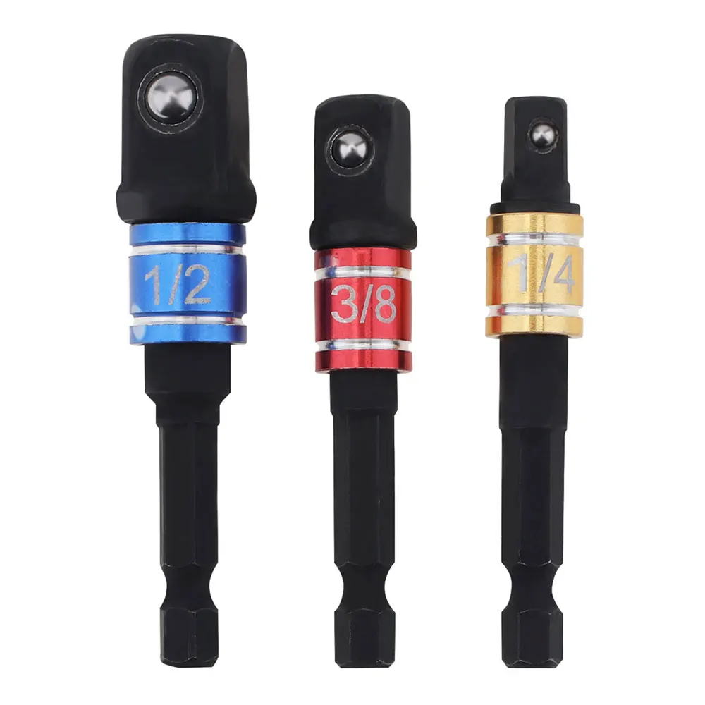 

3pcs/set High Hardness Impact Grade Socket Wrench Adapter Extension Set Hex Shank Bit Square Power Drill Cordless Impact