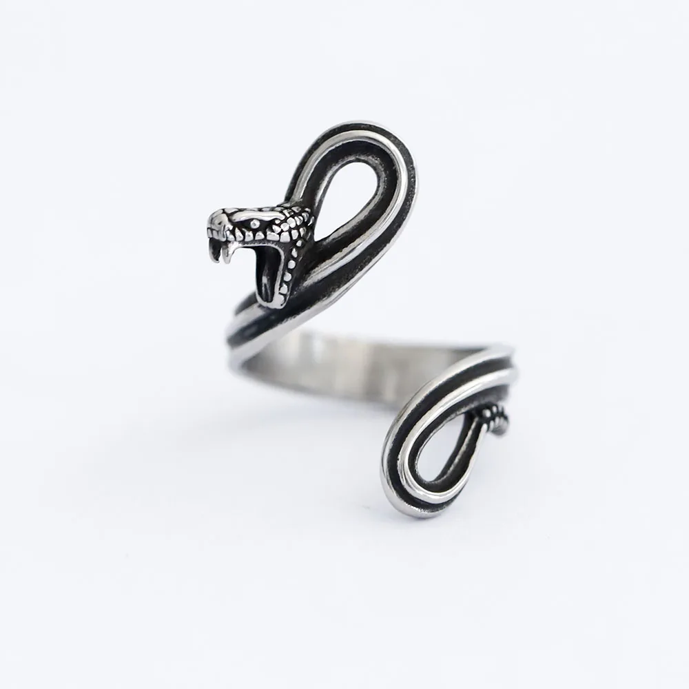 Vintage New Design Stainless Steel Snake Ring finger ring stainless steel ring animal ring Punk Biker Hip Hope Ring for Men Women Animal Jewelry