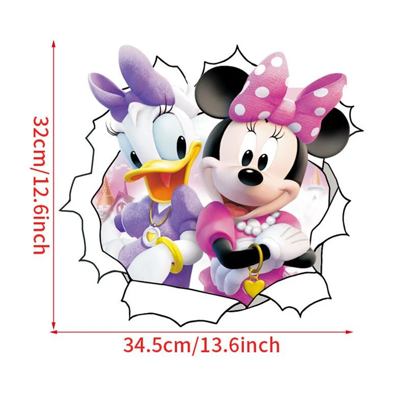 3D Cartoon Mickey Minnie Donald Duck Wall Stickers Kid's Room Kindergarten Amusement Park Baby Bedroom Wall Art Decoration