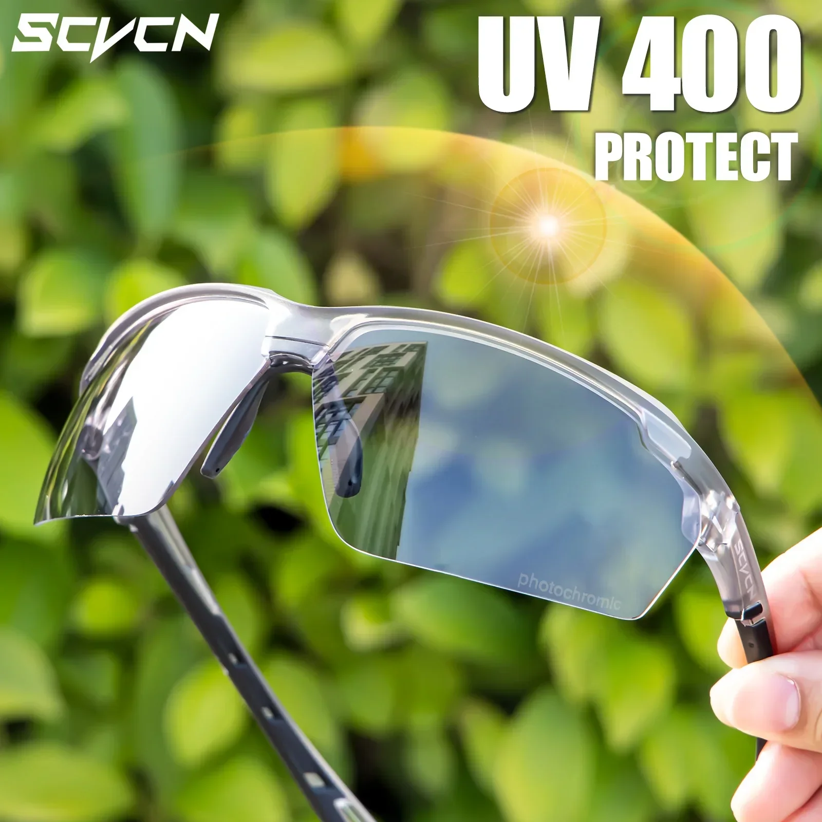 SCVCN Photochromic Glasses Cycling Sunglasses UV400 Hiking Goggles Men Outdoor Sports Glasses Women Driving Bicycle Bike Eyewear