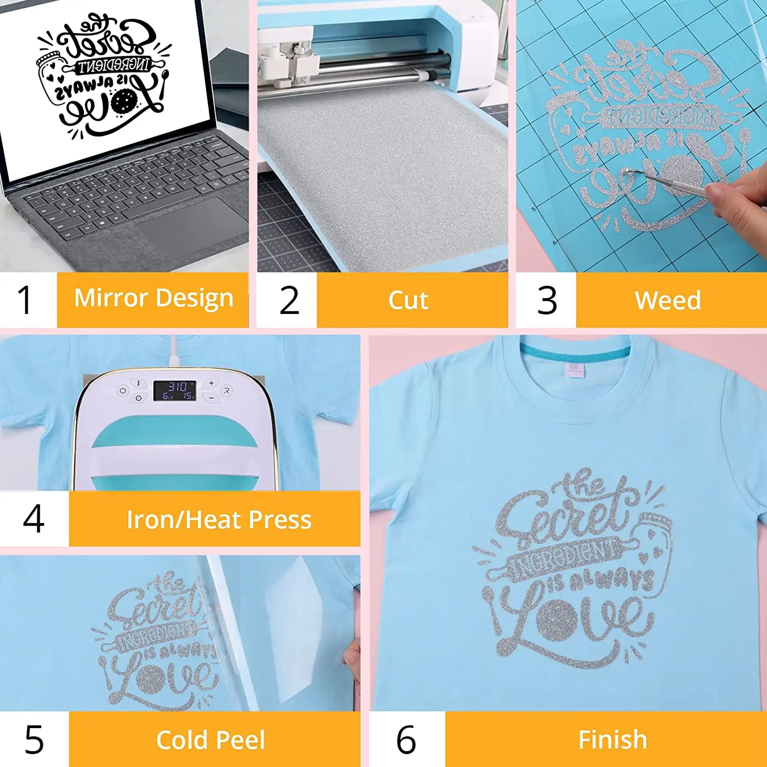 HTVRONT 5FT Glitter Heat Transfer Vinyl, HTV Vinyl Roll for DIY T-shirts Iron  on for Cricut DIY T-Shirt