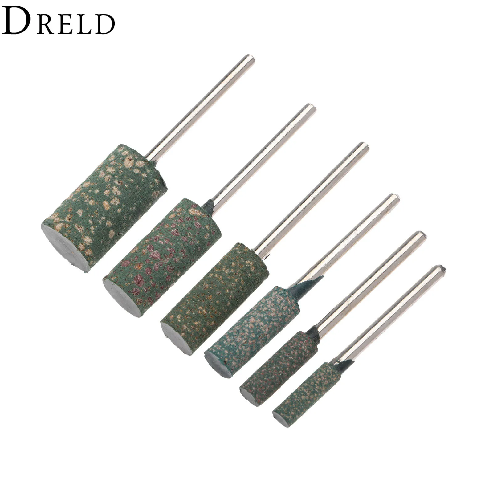 DRELD 6Pcs 3mm Shank Rubber Grinding Head Buffing Polishing Grinding