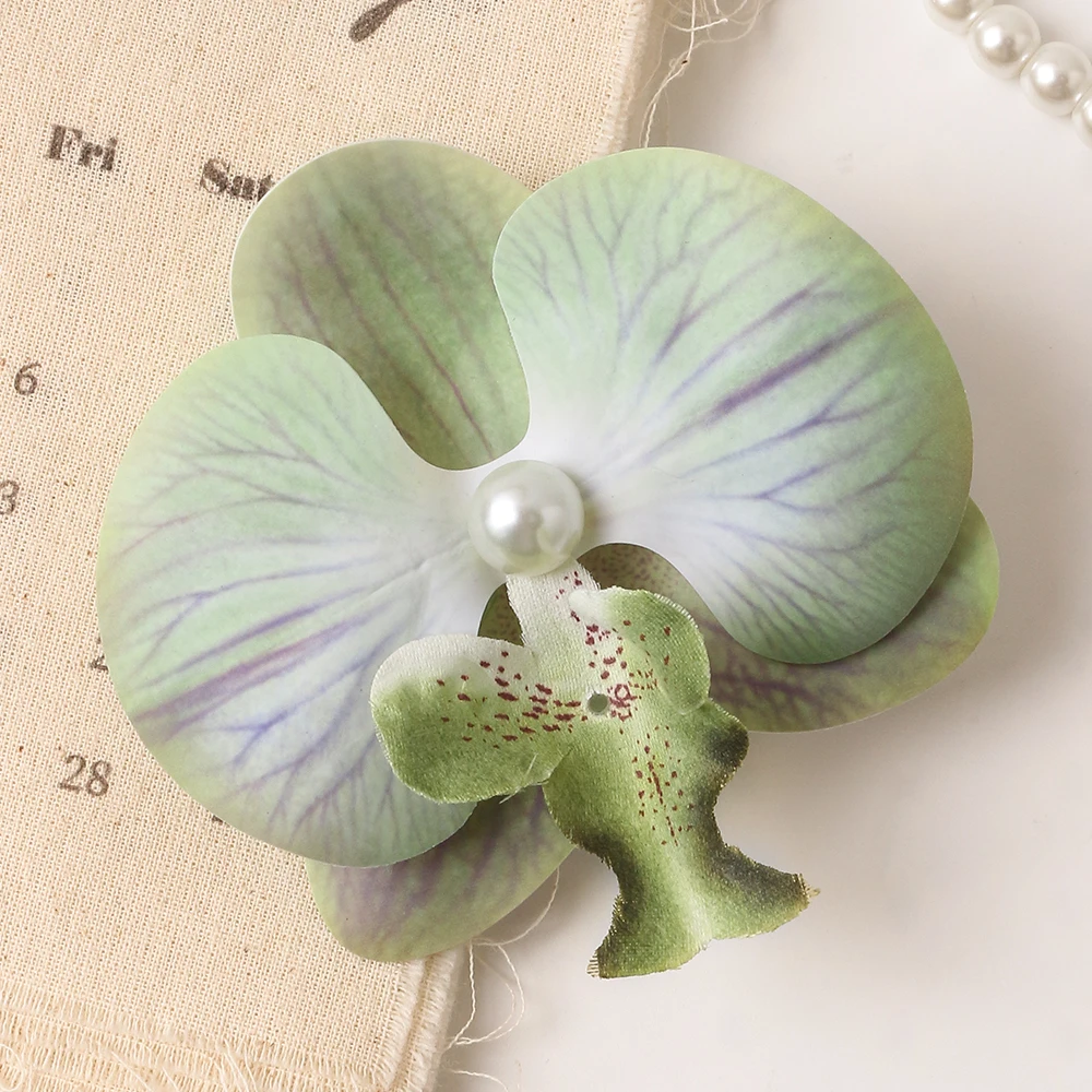 1/3/5pcs Phalaenopsis künstliche Blumen Köpfe Perlen mit Regalen für Home Room Decor Hochzeits dekoration DIY Haar karte Ornament – Detail 9