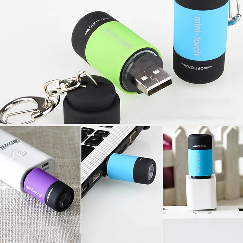 미니 LED 키체인 손전등, USB 충전 포켓 토치 램프, 휴대용 방수 손전등, 야외 캠핑 하이킹 밝은 빛