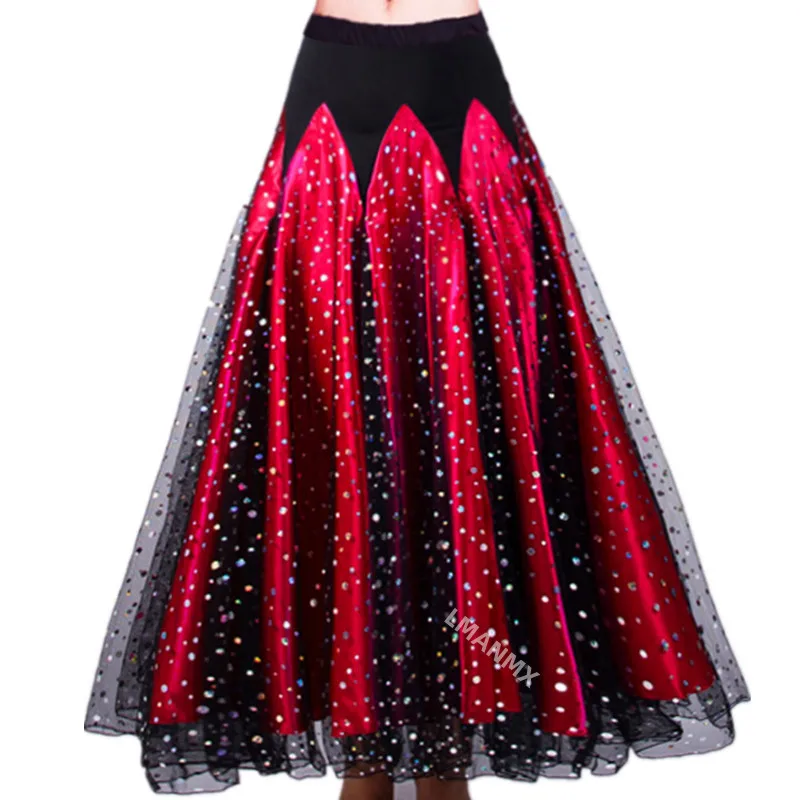 

720 Degree Ladies Modern Swing Skirt Waltz Ballroom Dance Practice Long dress women Ballroom Dance Half Skirt Sequin Long dress