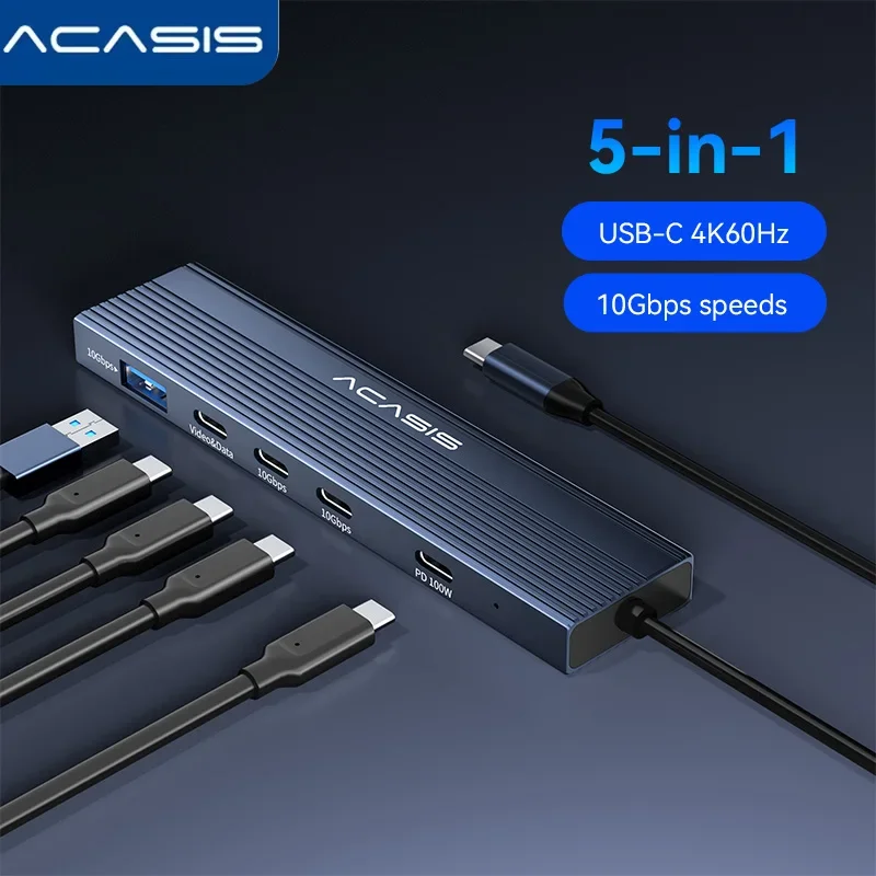 5-in-1 USB C Docking Station With 4K@60Hz Video Output, 100W PD, 2 USB-C & USB-A 3.1 Ports For Book, Windows Laptop_voghion.com