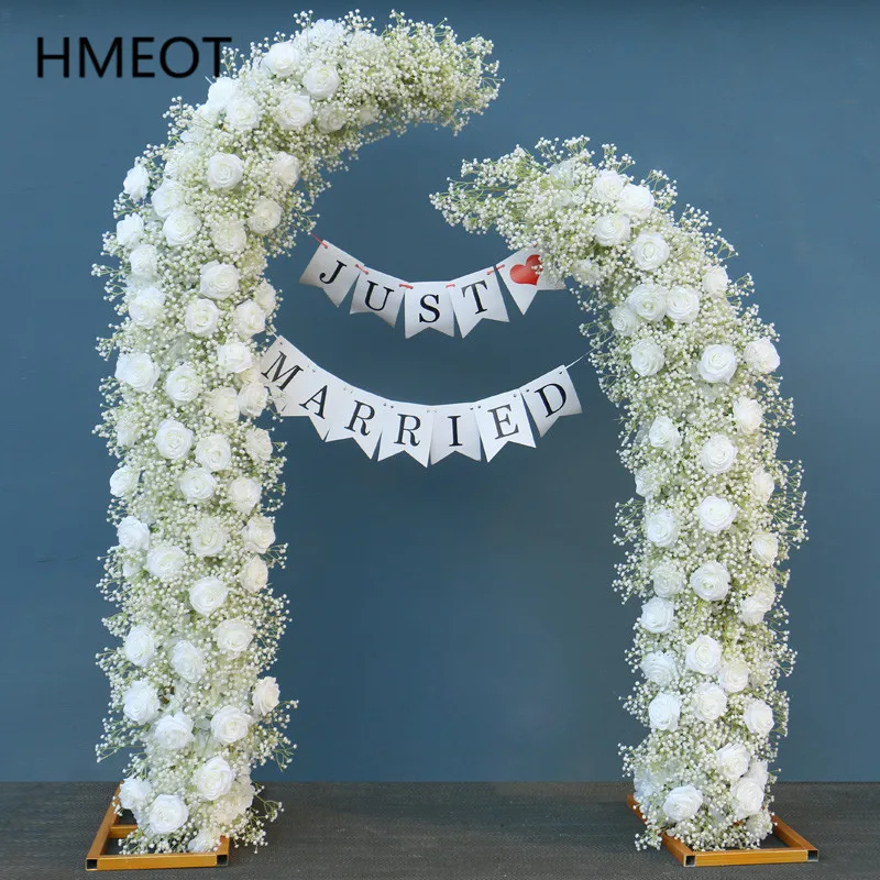 Ivory Rose White Gypsophila Baby Breath Flower Row Arrangement Wedding  Backdrop Prop Table Flower Runner Event Party Arch Floral - AliExpress