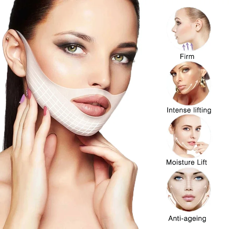 Maschera A Forma Di V Maschera Facciale Di Sollevamento V Shaper Maschera Per Fasciatura Dimagrante Facciale Viso Sottile Mento Check Neck Lift Peel-O