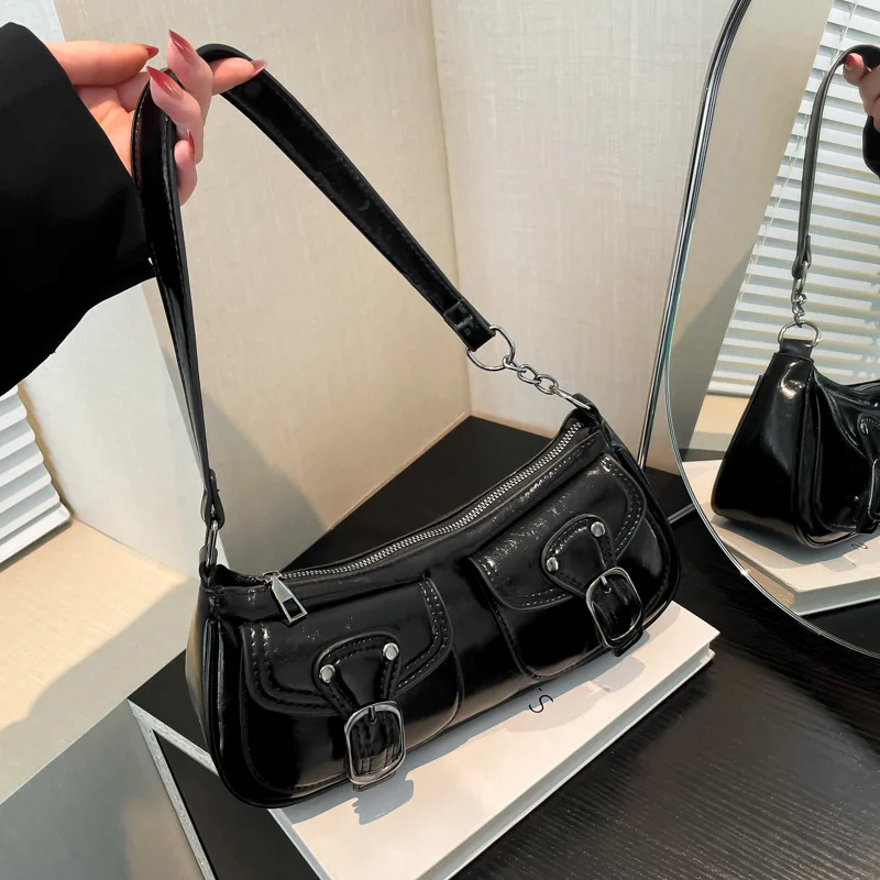 Women's shoulder bag fashion commuting armpit bag personality trendy cool scooter bag small senior sense shoulder crossbody bag - 5
