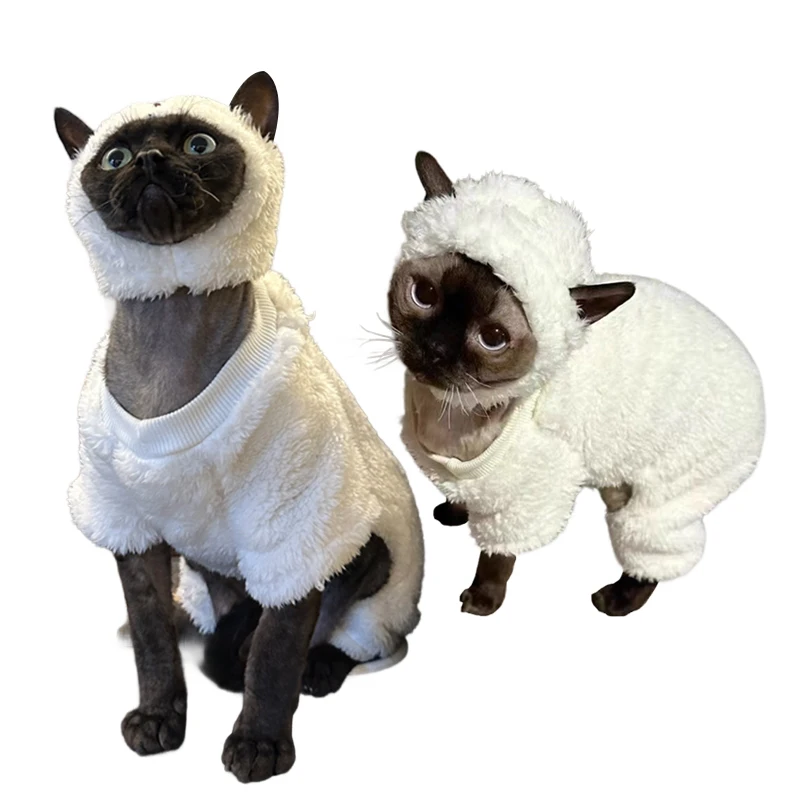 Ropa De Abrigo De Franela Para Gato Sin Pelo Sphynx/Devon | Conjunto Cálido Para Otoño E Invierno