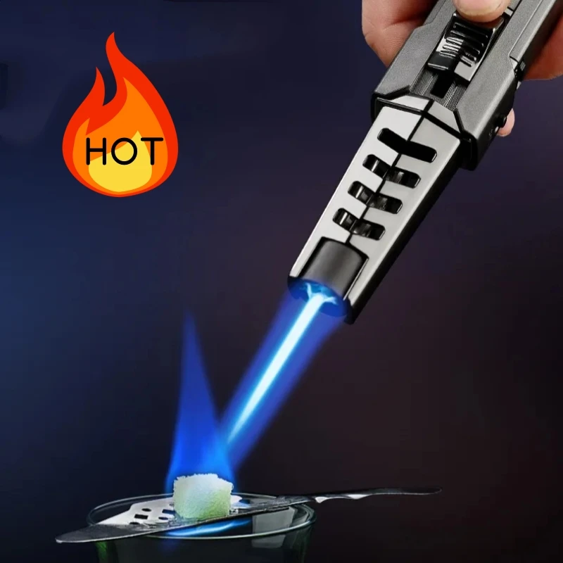 

HOT Metal Windproof Turbine Torch Gun Blue Flame Butane Gas Lighter High Fire Kitchen Barbecue Cigar Lighter Gift for Men