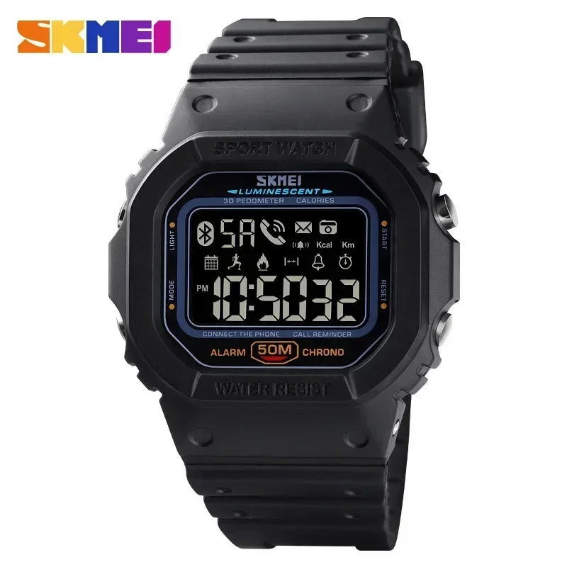 SKMEI 1629 Sports Digital Men Watch Military Pedometer Calorie Tracker Bluetooth Waterproof Mens Wristwatches Reloj Masculino