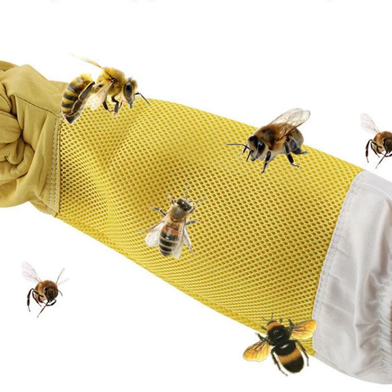 

Outdoor Sheepskin Breathable Mesh Bee Glove Mitten Ventilated Professional Anti Bee For Apiculture Beekeeper Beehive Supplies