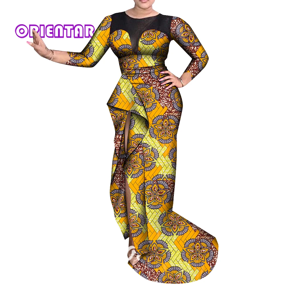 

Traditional African Dresses for Women Party Dashiki Clothing Ankara Robe Africaine Long Split African Dresses for Women WY9040