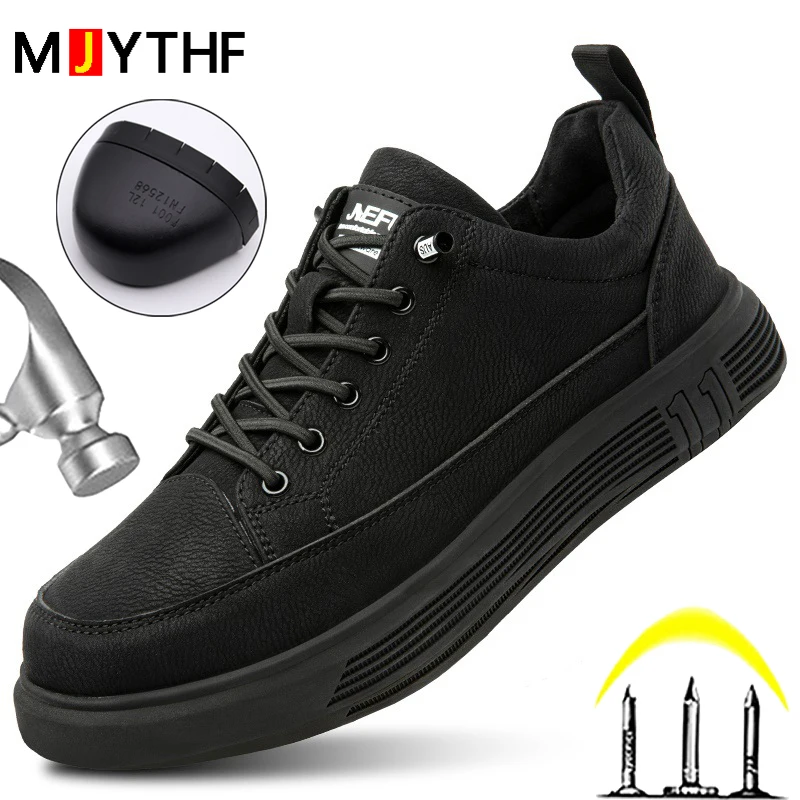 Waterproof Work Boots Safety Steel Toe Shoes Men Quality Leather Shoes Puncture-Proof Indestructible Shoes Safety Protective