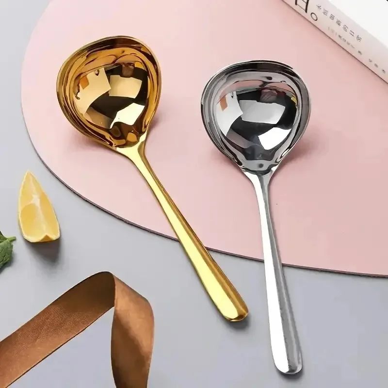 1Pc Stainless Steel Thickening Spoon Creative Long Handle Hotel Hot Pot Spoon Soup Ladle Home Kitchen Essential Tools Soup stainless steel spoon soup spoon