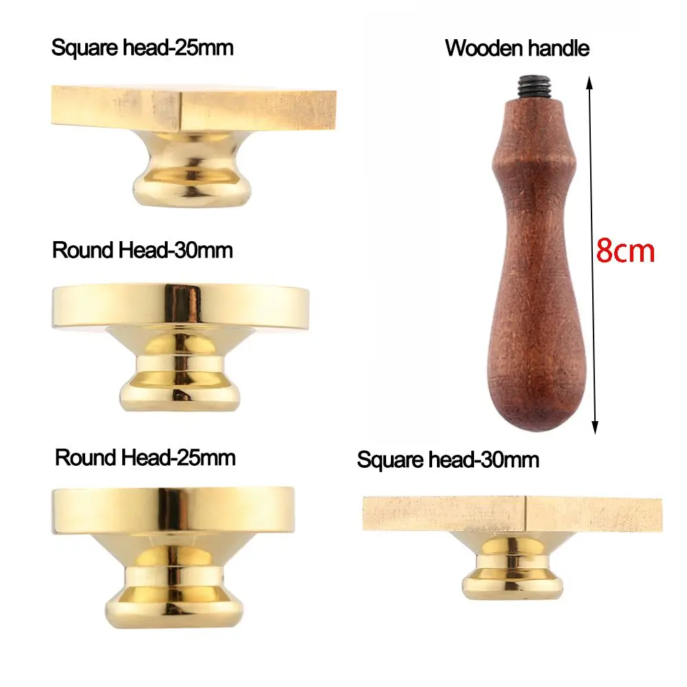 Wooden Wax Sealing Stamp Handle Brass Copper Head for Scrapbooking