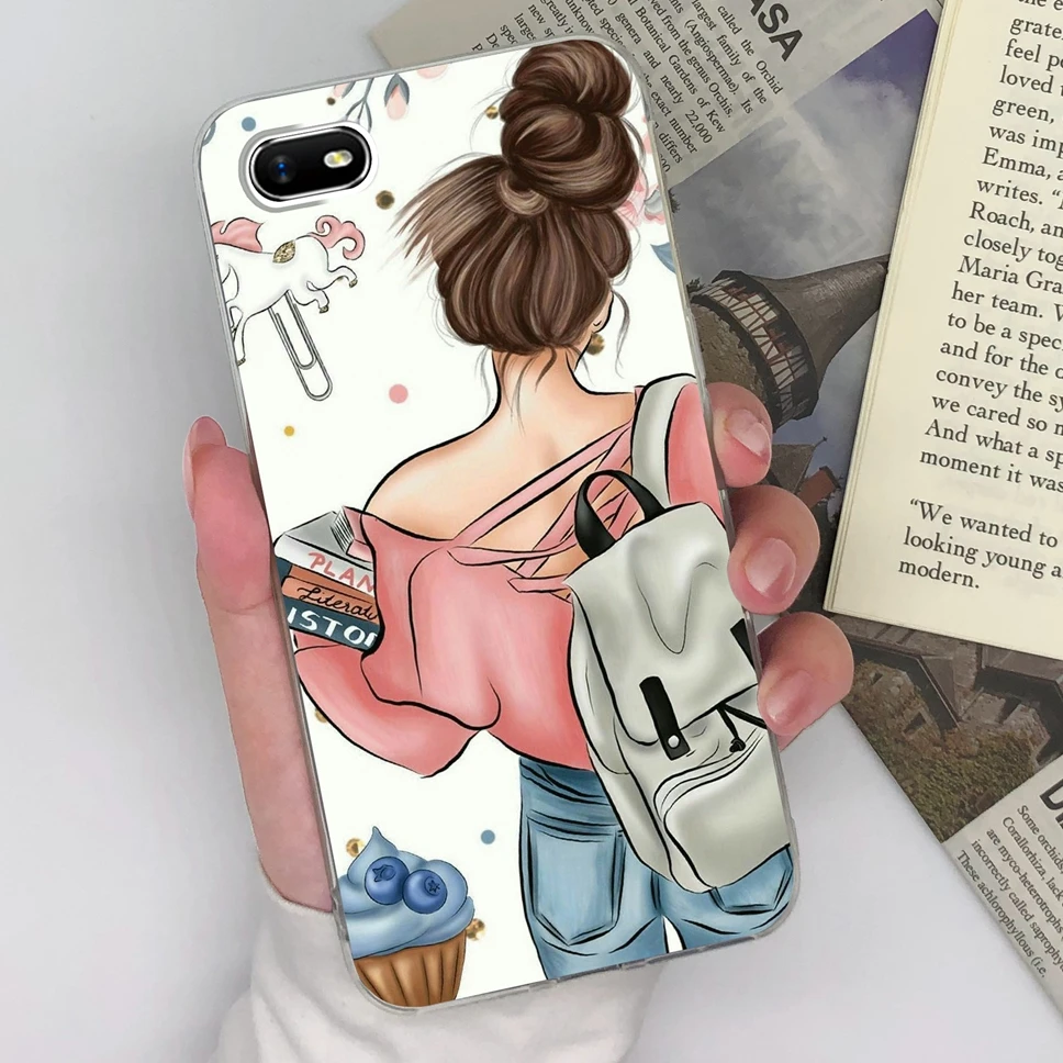Cute Sweet Girl Transparent Soft Silicone Phone Case – 6.1 inches