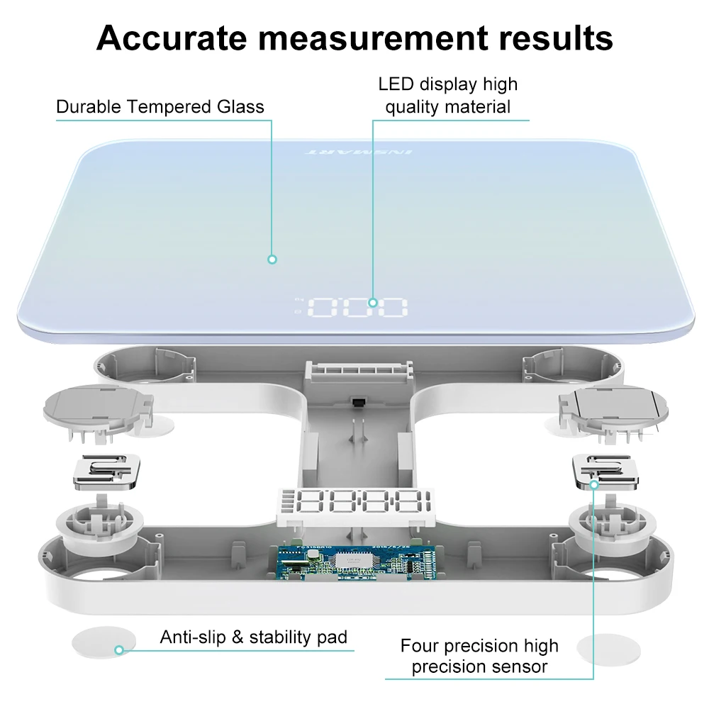 INSMART Weight Scale Digital Body Smart Scales for Adult Body Fat Professional Scales Person Balance Bioimpedance Scale