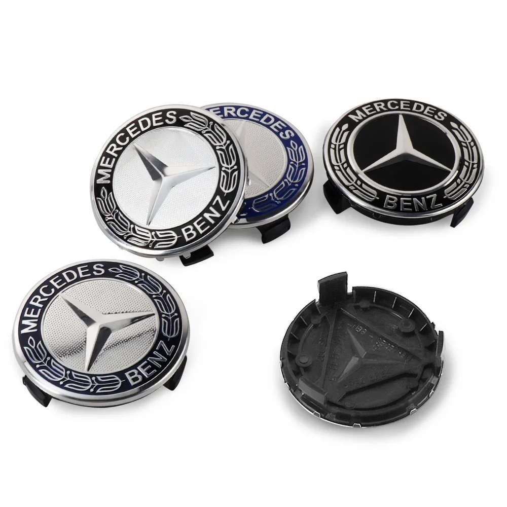 자동차 휠 센터 캡 허브 커버 배지 액세서리, 메르세데스 벤츠 AMG C E S GLE CLC 클래스 W204 W203 W205 W124 W221, 75mm, 4 개