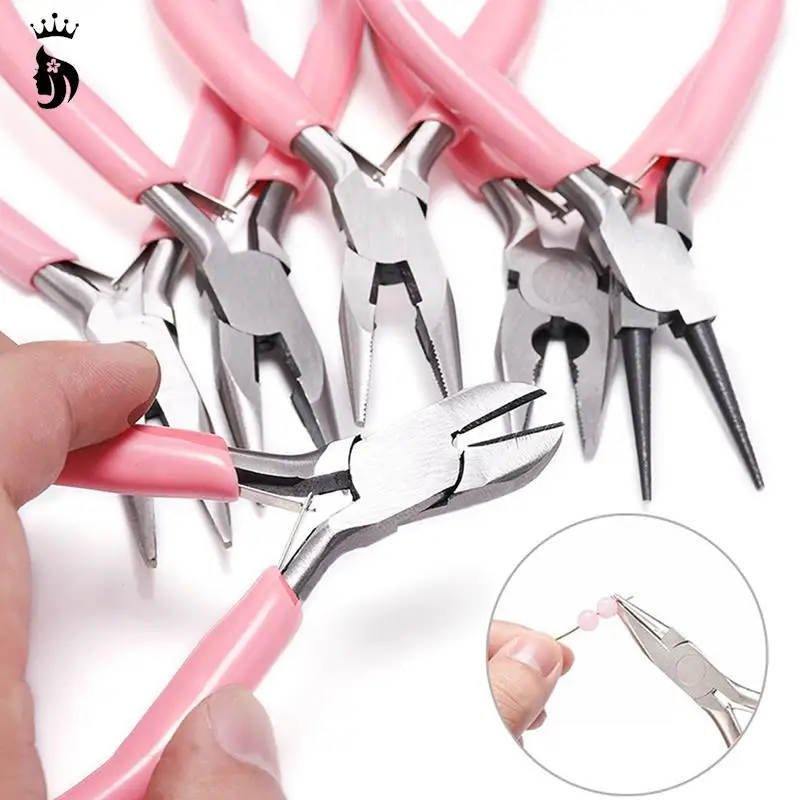 

1PC Mini Pliers Diagonal Round Bent Needle Nose Handcraft Beading Insulated Cutter Pliers For Jewelry Making Tools Accessories