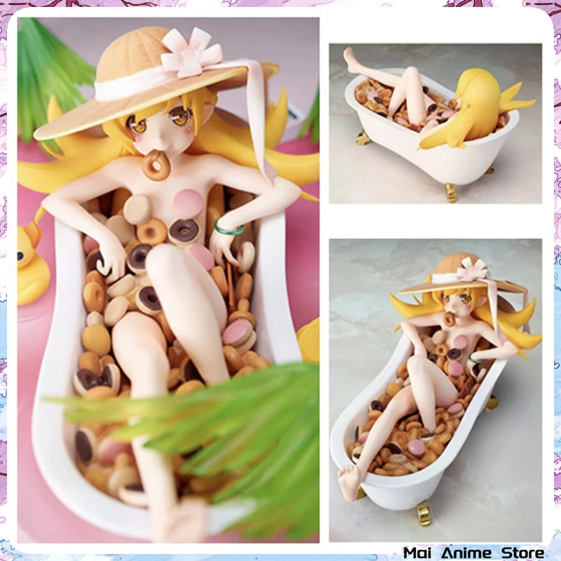 

10cm Anime Monogatari Series Figure Shinobu Oshino Donut Doughnut Bath Action Figures Figurines Collection Toys Kid Hobbies Gift