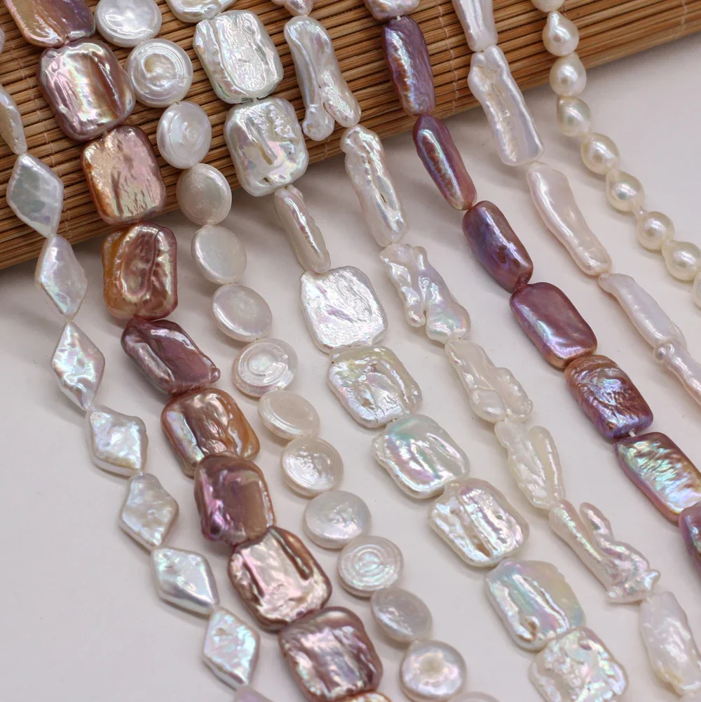 Natural Freshwater Pearls With Irregular White Beads Fine Shape for DIY Women Elegant Necklace Bracelet Jewelry Making