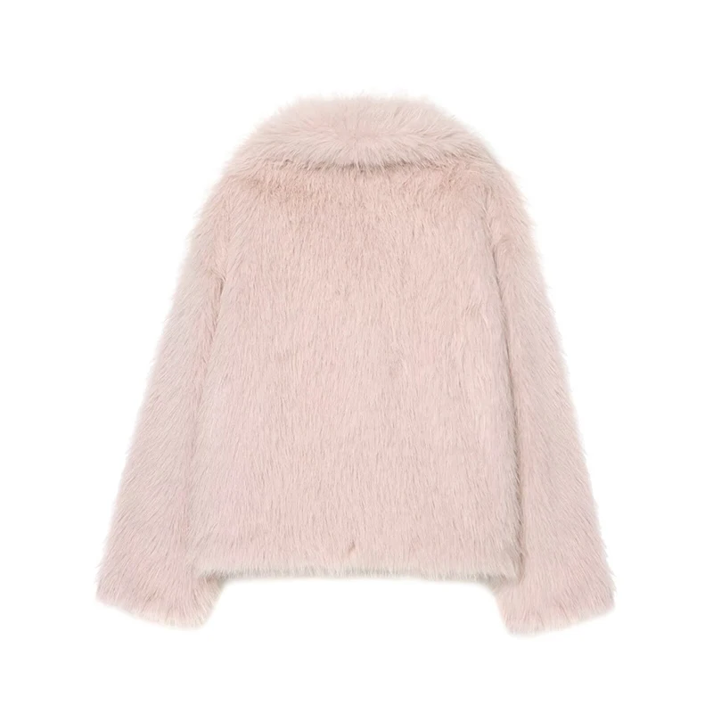 Women Elegant Faux Fur Coat Warm Fluffy Loose Long Sleeve Lapel Jacket Autumn Winter Fashion High Street Lady New Outerwear