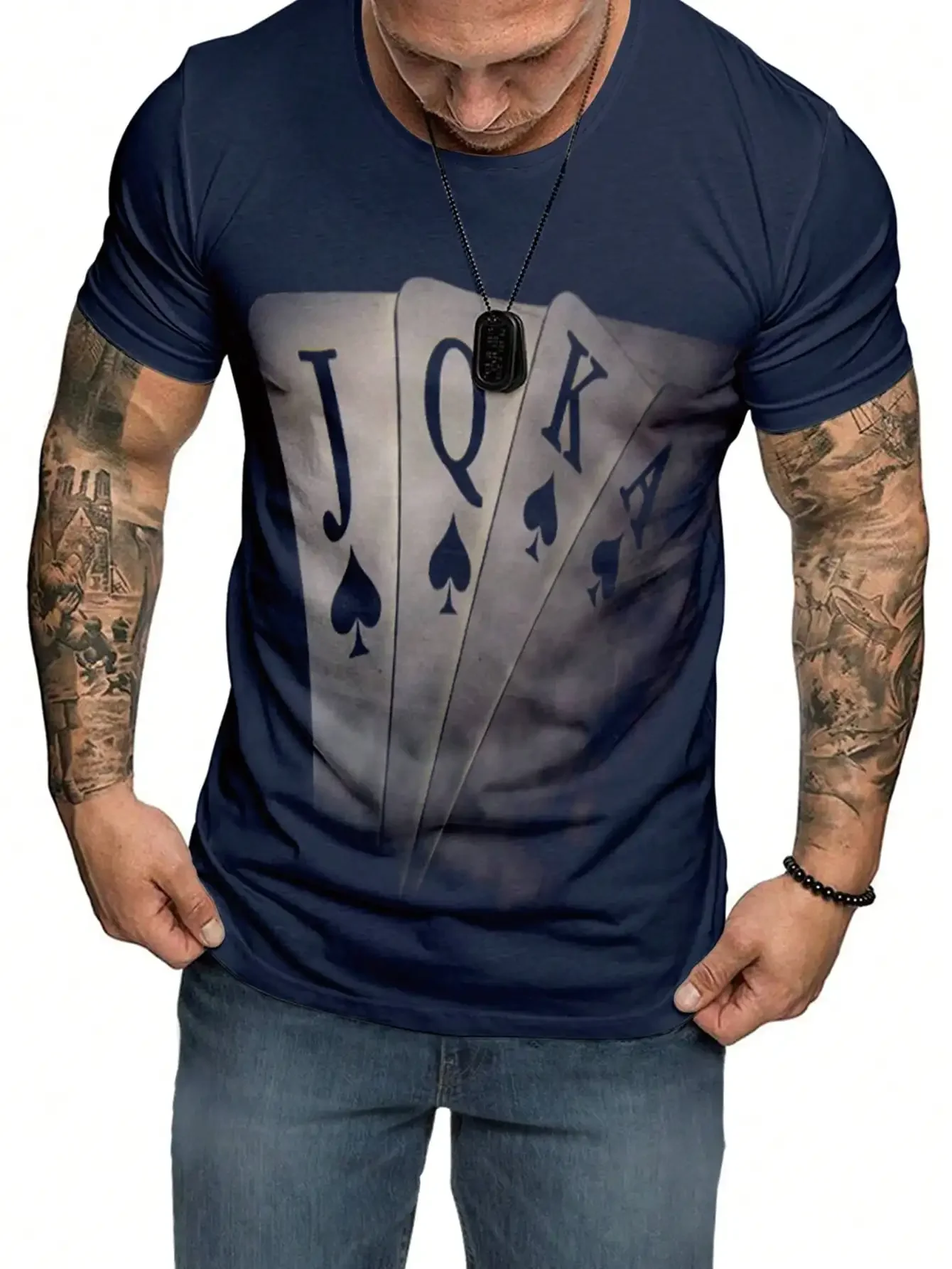 

Fashion Men's Poker JQK 3D Print Plus Size Street Casual Short Sleeve Summer Quick Dry Breathable Party Top T-shirt