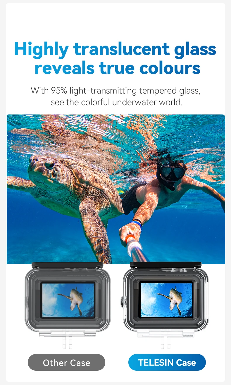Waterproof Case Full Scene Anti-fog Underwater Tempered Glass Lens Diving Housin