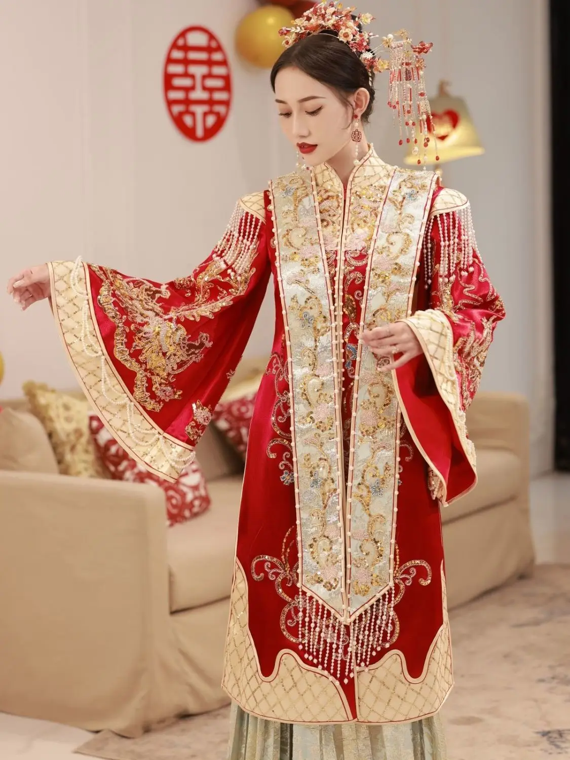 

Yourqipao Chinese Xiuhe Clothing Wedding Dresses 2023 Ancient Hanfu Bridal Gowns Fengguan Xiapei Tea Toast Sets For Women