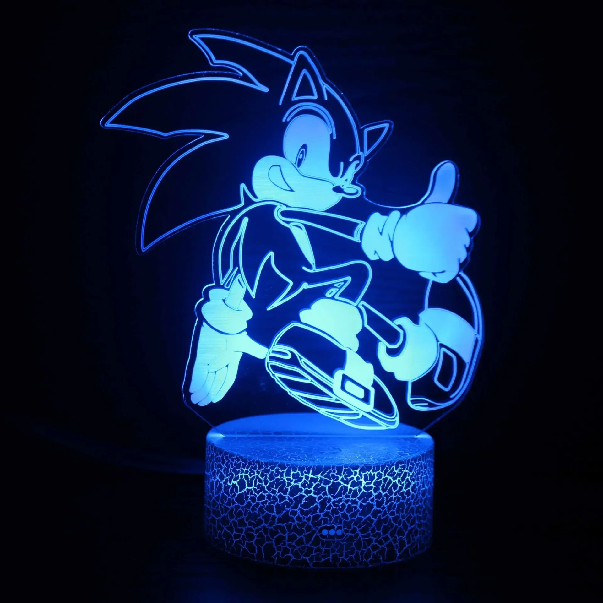 Lámpara de noche LED con diseño de dibujos animados de Sonics en 3D, lámpara de ilusión de anime, 16 colores, lámparas de mesa decorativas, regalos creativos de cumpleaños y Navidad