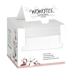 Biodegradable 100% Cotton Face Towels - Thick & Gentle for Sensitive Skin - 50 Count (1 Box)