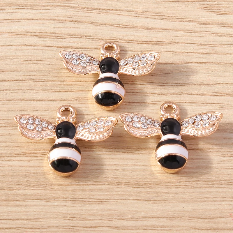10 Stück 21 x 17 mm Cartoon-Emaille-Honigbienen-Anhänger für die Schmuckherstellung, Ohrringe, Halsketten, Armbänder, DIY-Bastelzubehör
