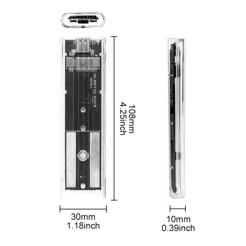 M2 SSD Enclosure For 2230 2242 2260 2280 NGFF 5Gbps SATA Harddisk Box Type C USB Transparent External M.2 NGFF Adpater