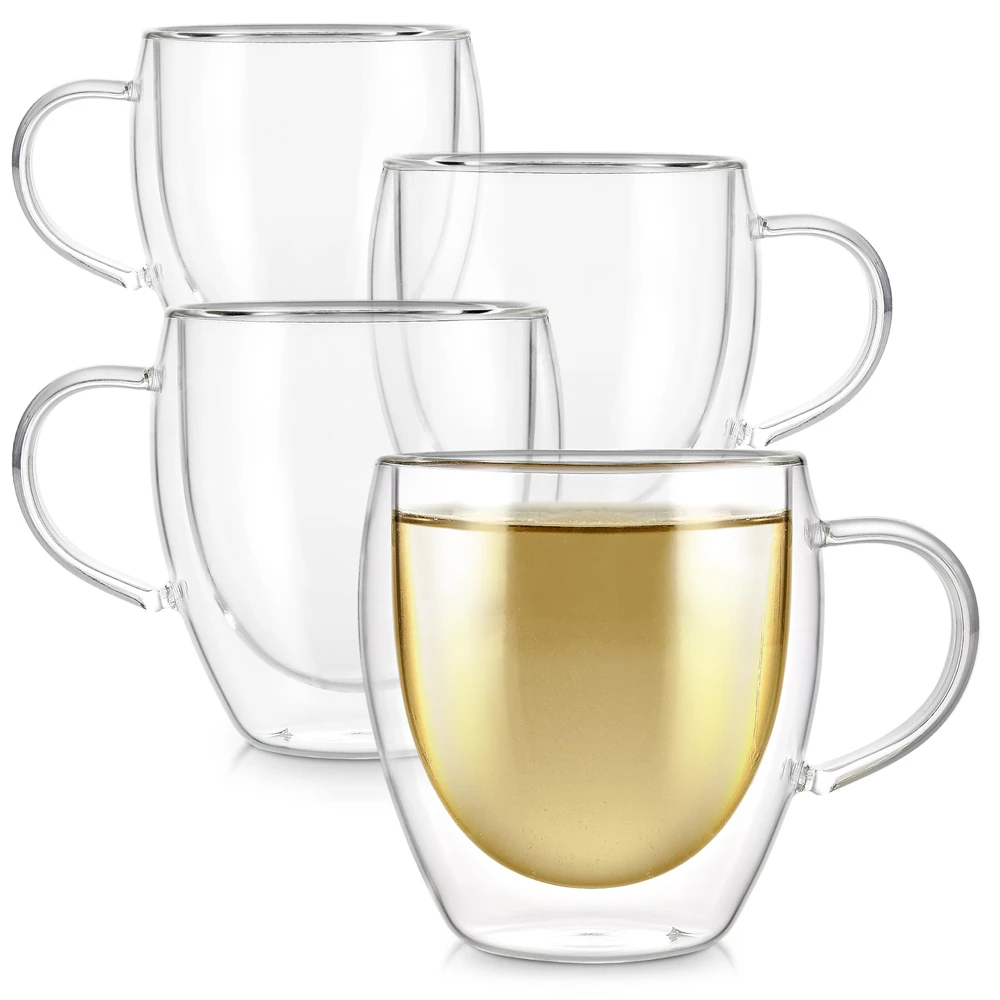 Glass mug 250/350/450ml double-walled borosilicate for cold or hot water juice milk coffee whiskey