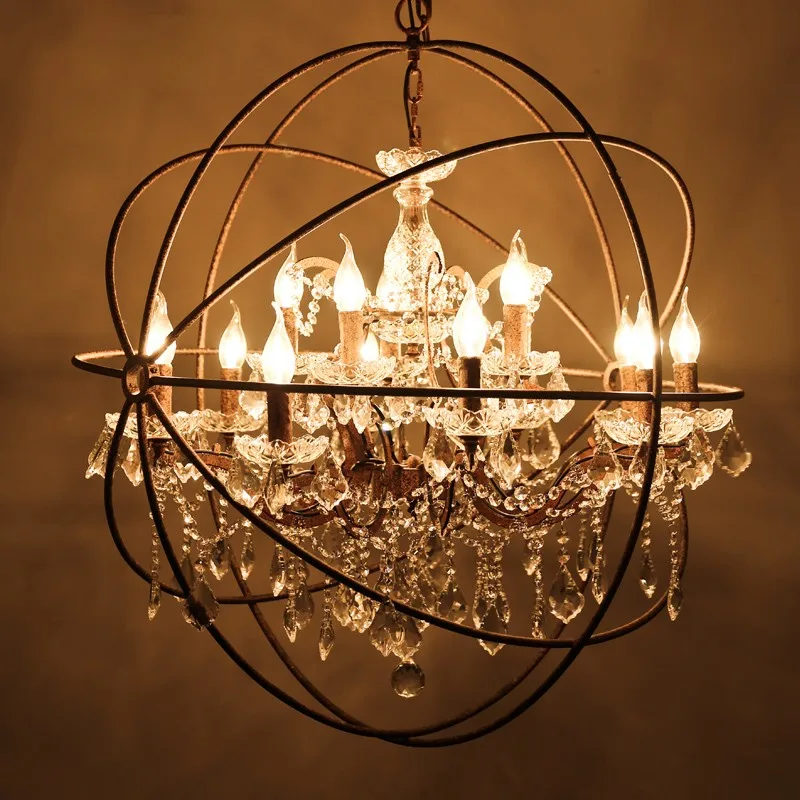 

Modern Vintage Crystal Chandelier Lighting Rustic Candle Chandeliers LED Pendant Hanging Light for Home Hotel Decoration F9240#