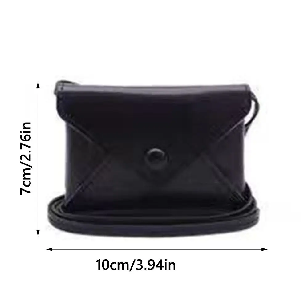 New PU Leather Shoulder Bag Solid Color Multifunctional Waist Bag Durable Mini Bag Necklace