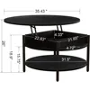Round Lift Top Coffee Table for Living Room, 35.43'' Round Coffee Table with Storage and Hidden Compartment, 2 Tier Large 3