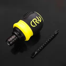 Compact Telescopic Ratchet Screwdriver with Cross Groove Head - Durable Steel Repair Tool (Yellow)