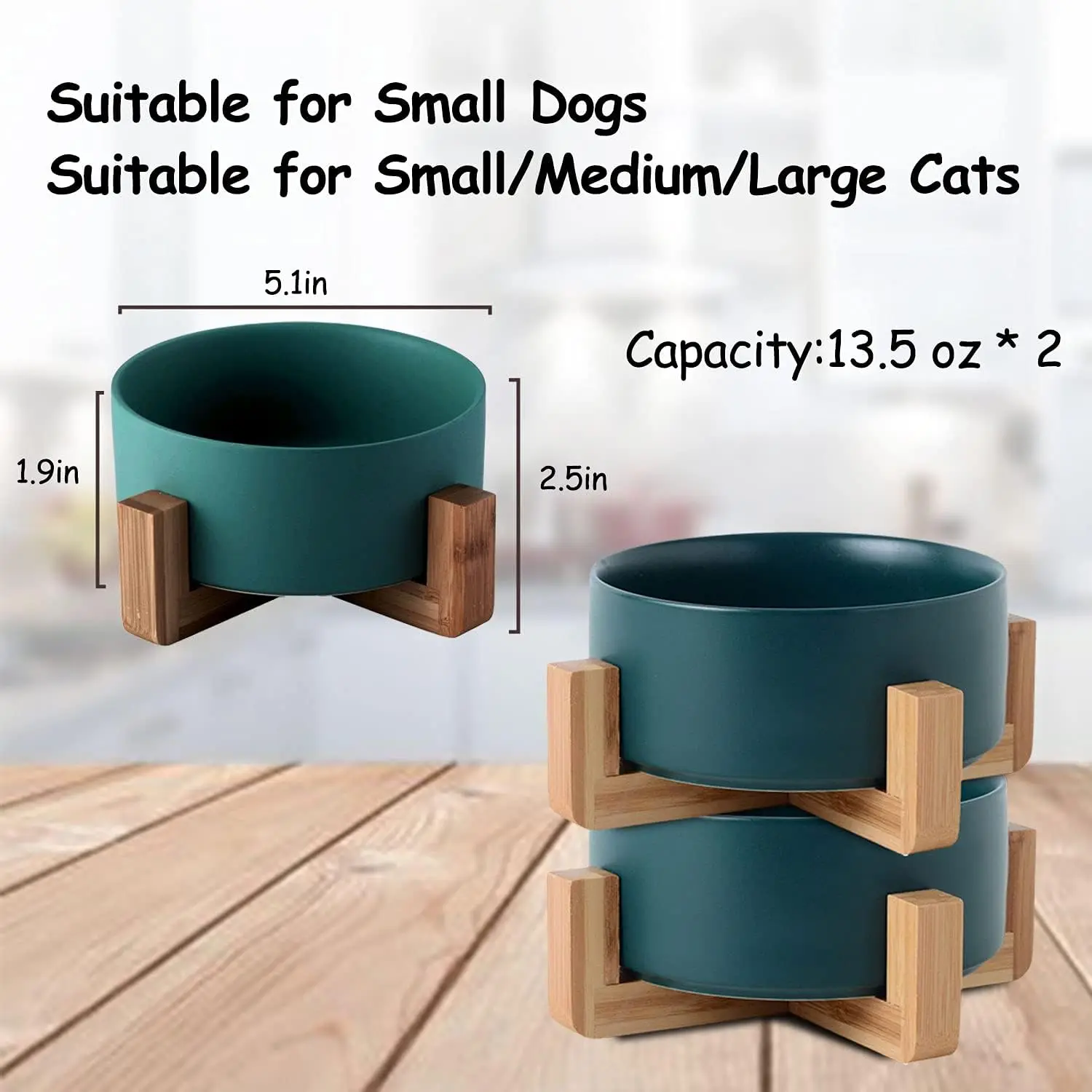 Ceramic Pet Bowl Set with Stand 4